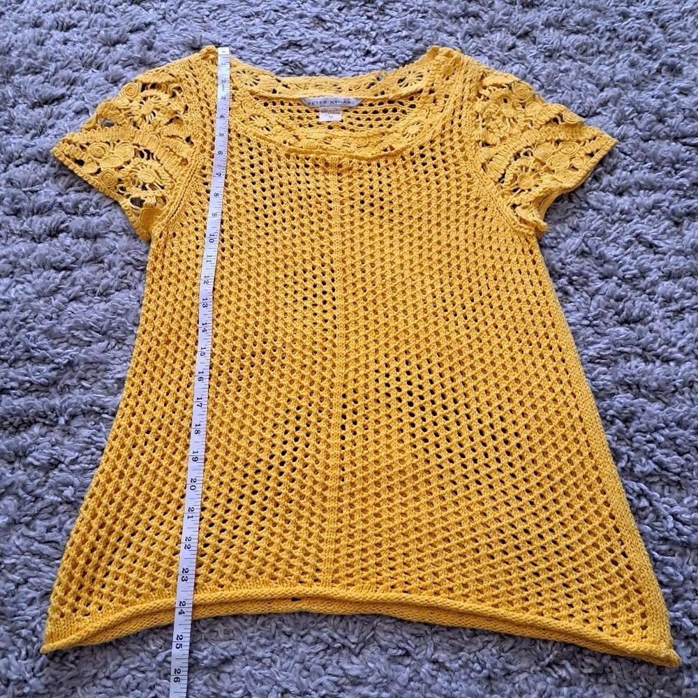 Peter nygard | Canary yellow crochet cottagecore knit t shirt - Picture 11 of 13